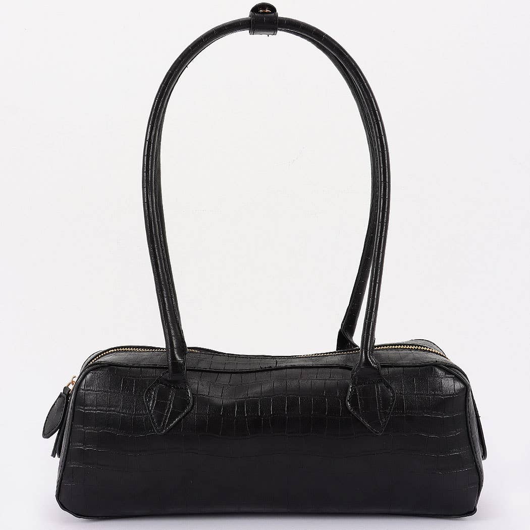 Croc Embossed Barrel Bag