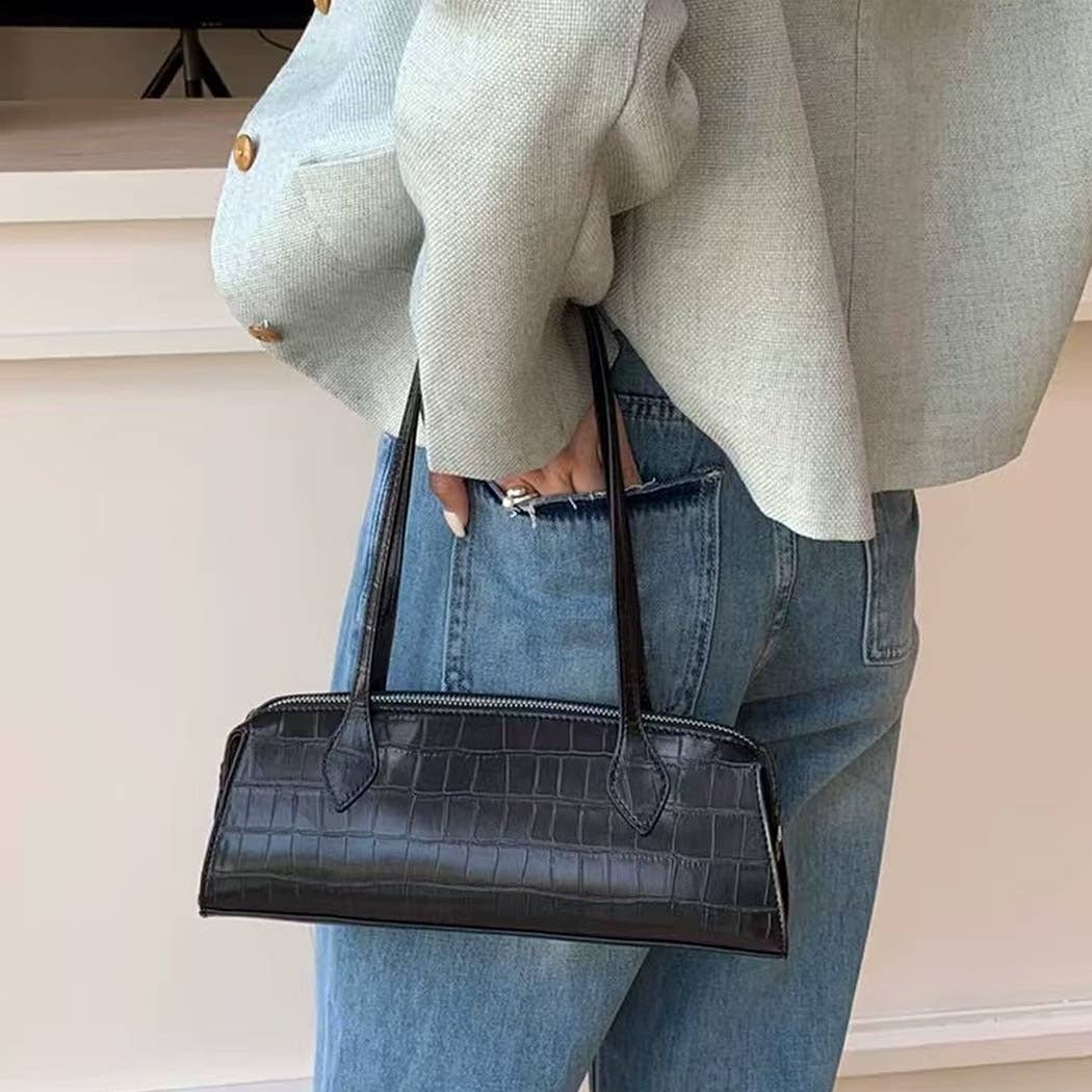 Croc Embossed Barrel Bag