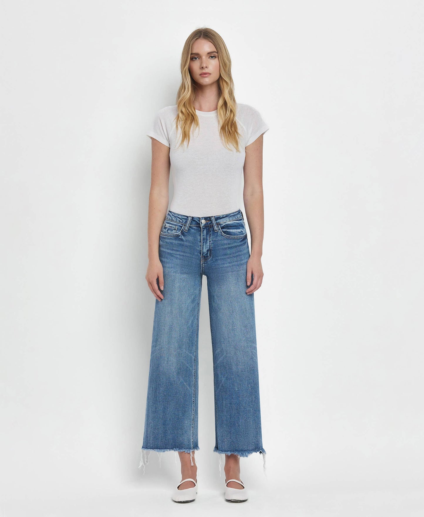 HIGH RISE CROP WIDE LEG JEANS F5204
