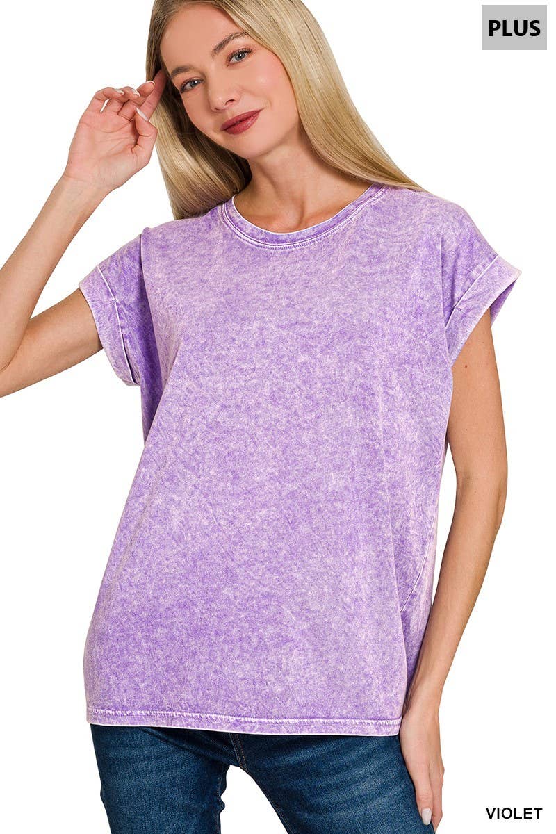 Plus Halo Washed Cuffed Short Sleeve Tee