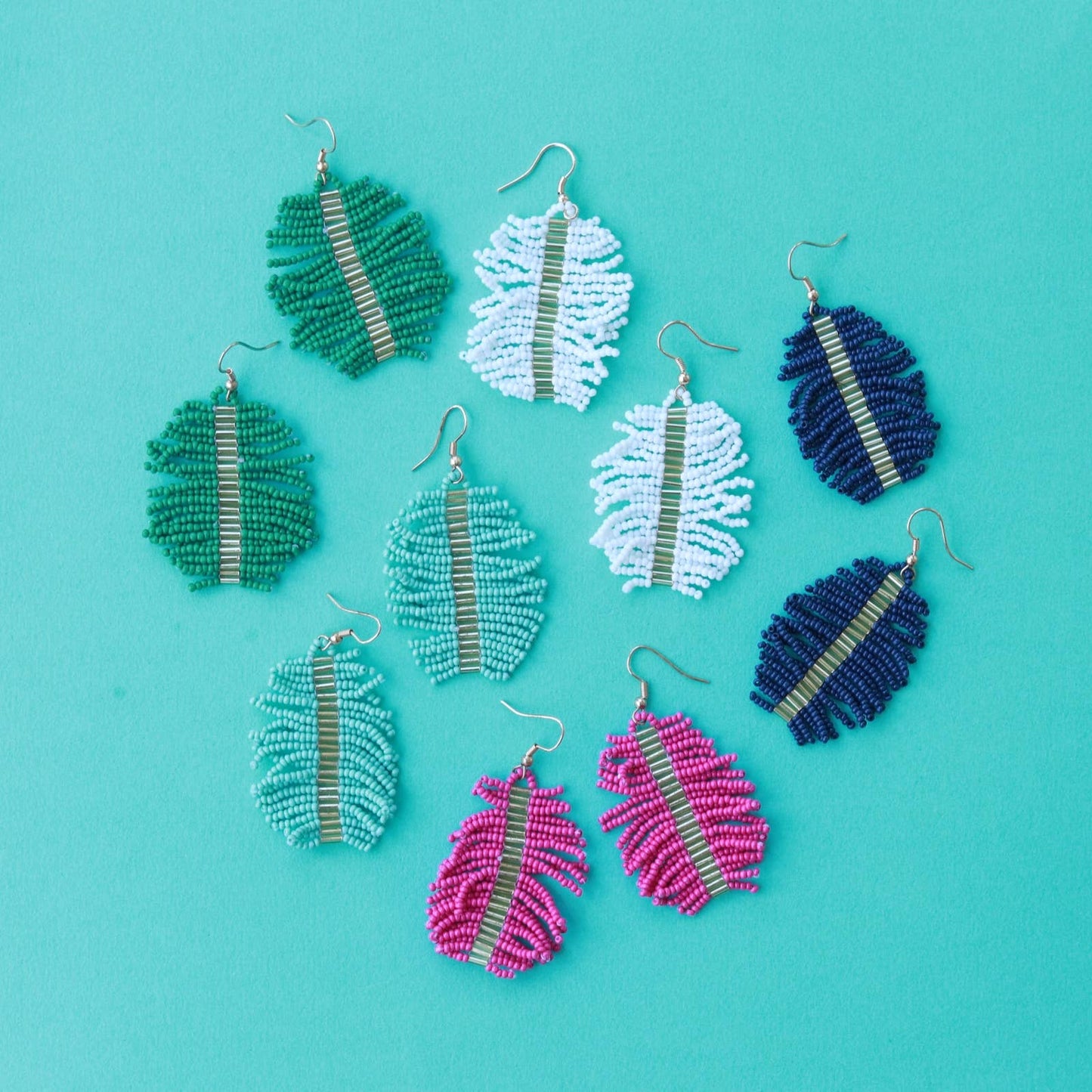 Pierce+Hide Custom White Beaded Palm Fringe Earring