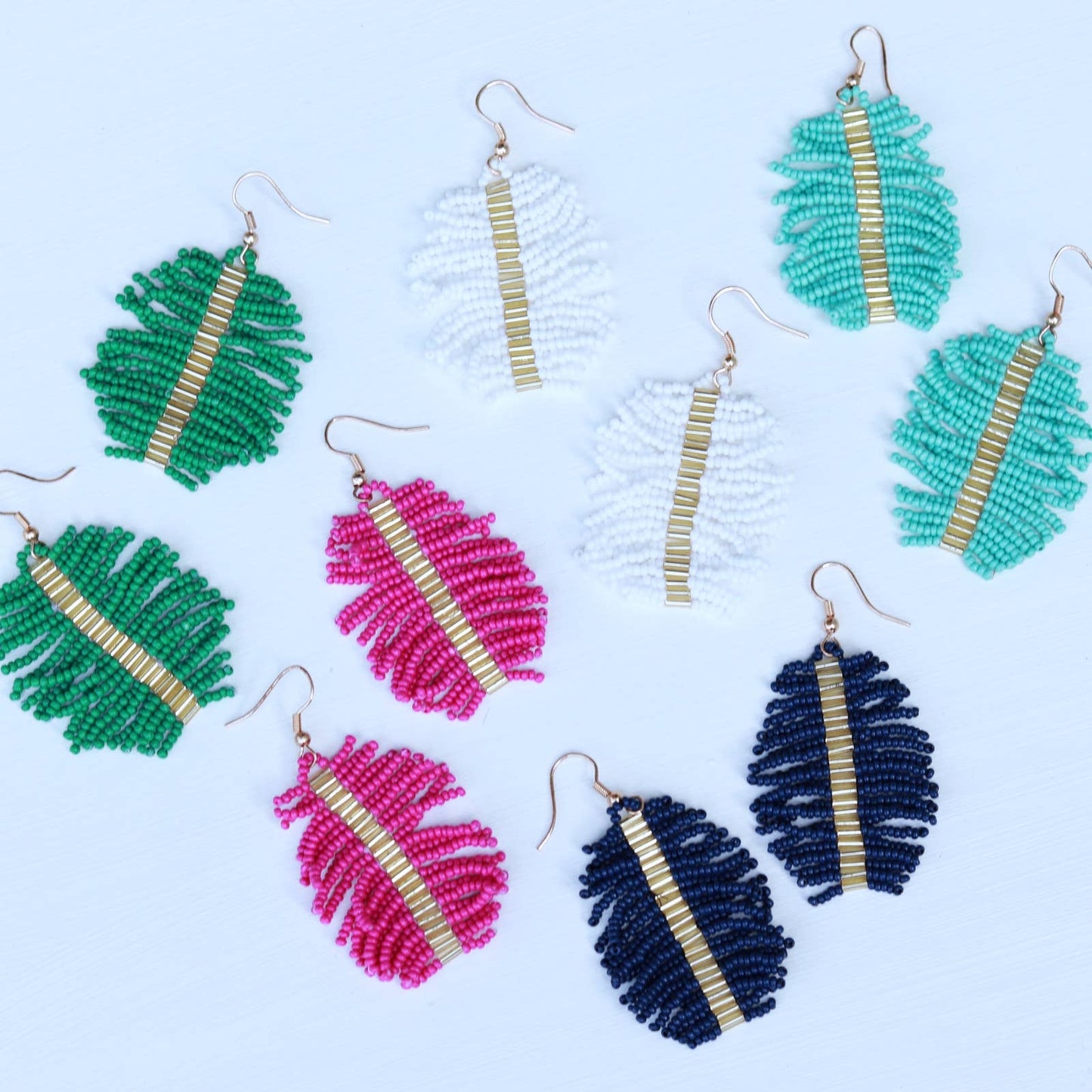Pierce+Hide Custom White Beaded Palm Fringe Earring