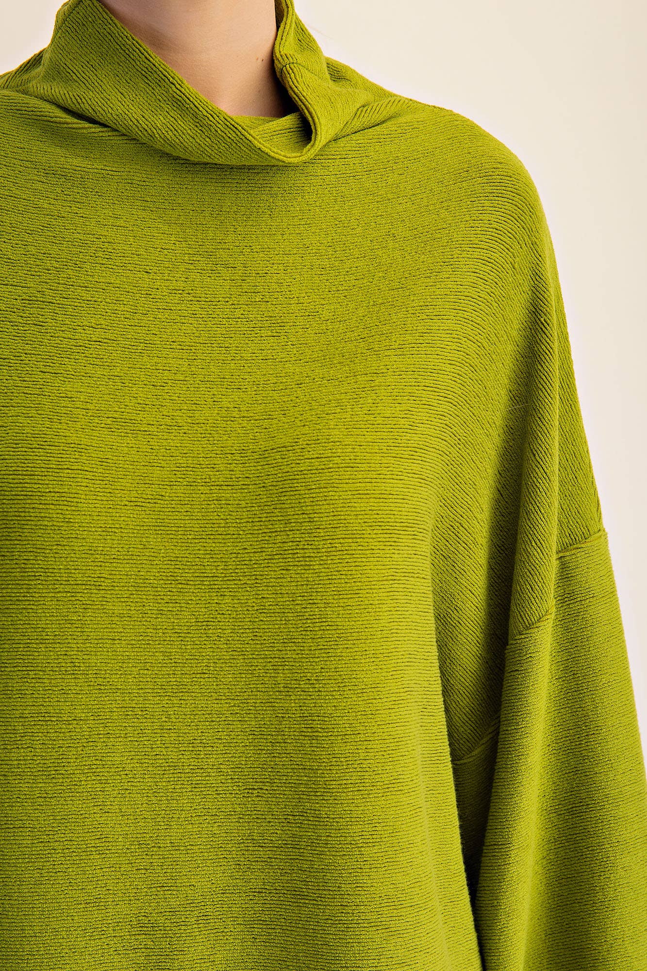 Mock Neck Balloon Sleeve Knit Top