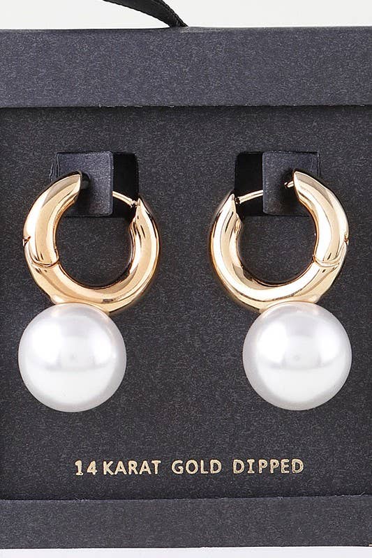 Shiny Pearl Drop Hoop Earrings SB19034