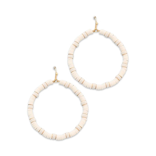 Pierce+Hide White Rubber Beaded Hoop Earring