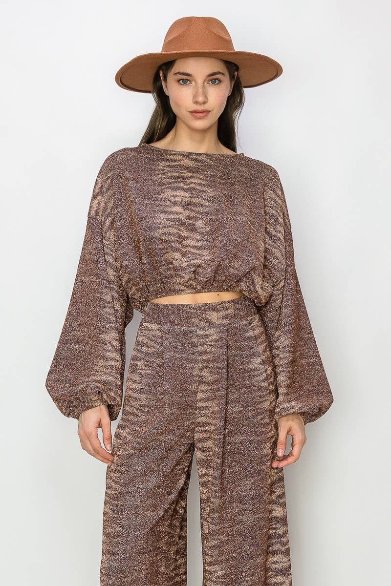 METALLIC PRINTED PALAZZO PANTS 2370