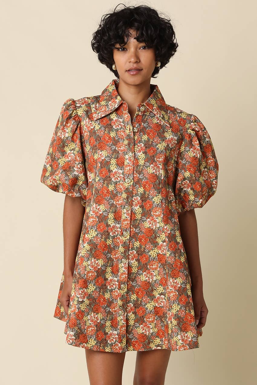 Lara Floral Puff Sleeve Mini Dress