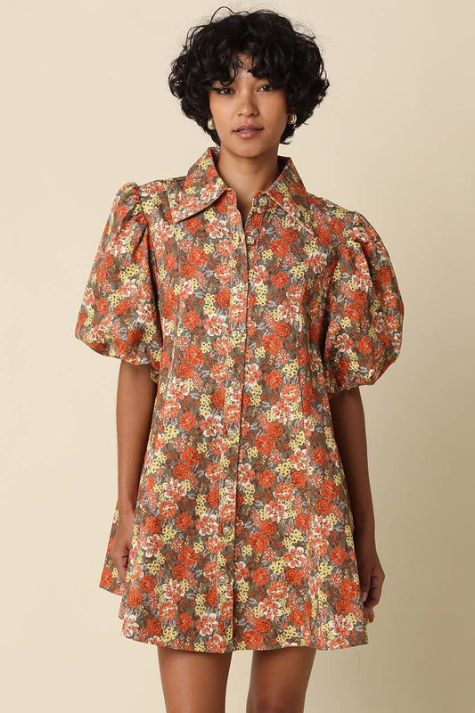 Lara Floral Puff Sleeve Mini Dress