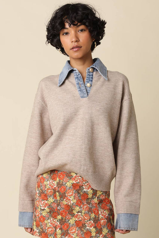 Emely Contrast Knit Top