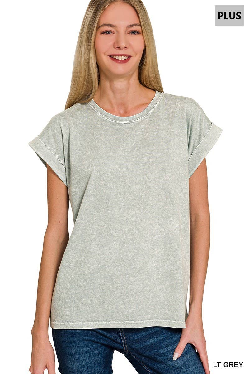 Plus Halo Washed Cuffed Short Sleeve Tee