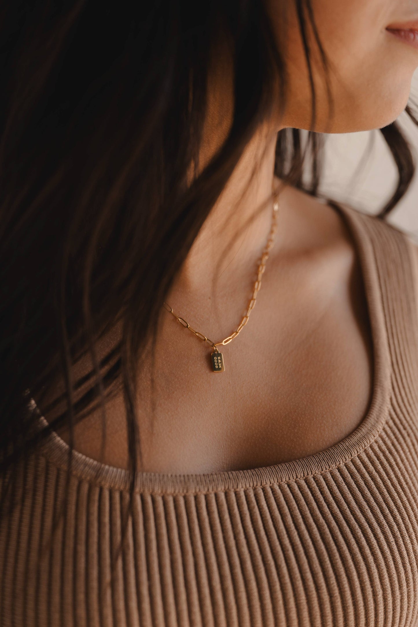 Good News Mini Tag Necklace | Christian Jewelry