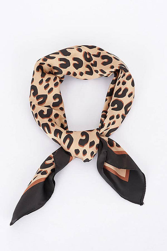 SAVANNA CHIC LEOPARD SQUARE BANDANA SCARF