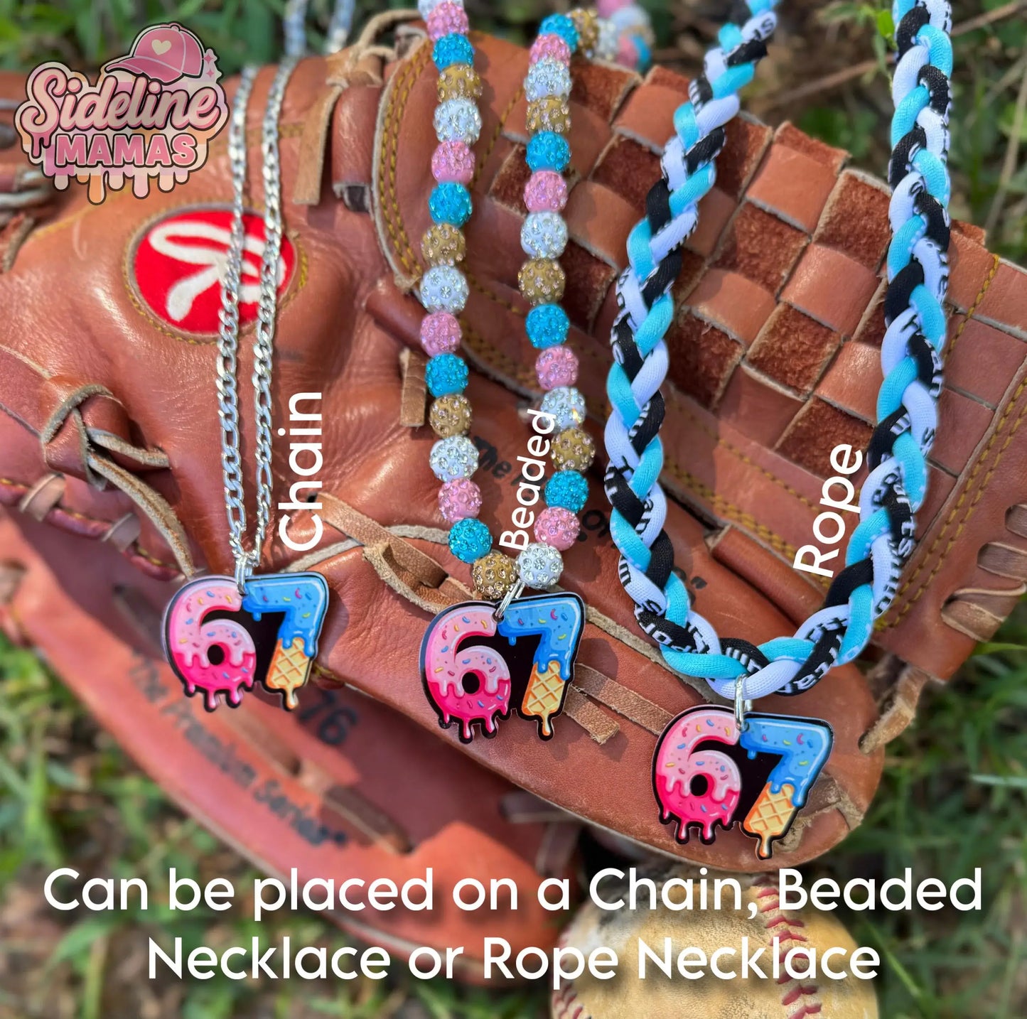 6 7 Drippy Necklace Charm Trendy Baseball Necklace Pendant