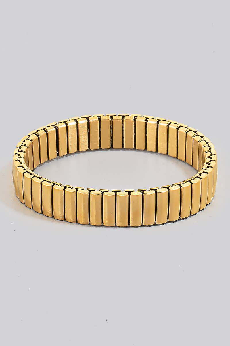 Stainless Steel Metallic Rectangle Bars Elastic Bracelet