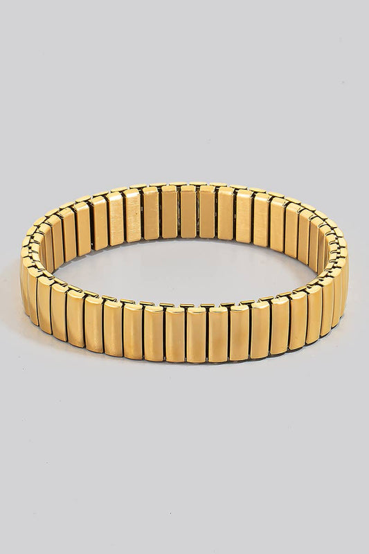 Stainless Steel Metallic Rectangle Bars Elastic Bracelet