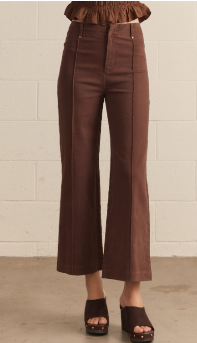 Solid high rise wide leg pants