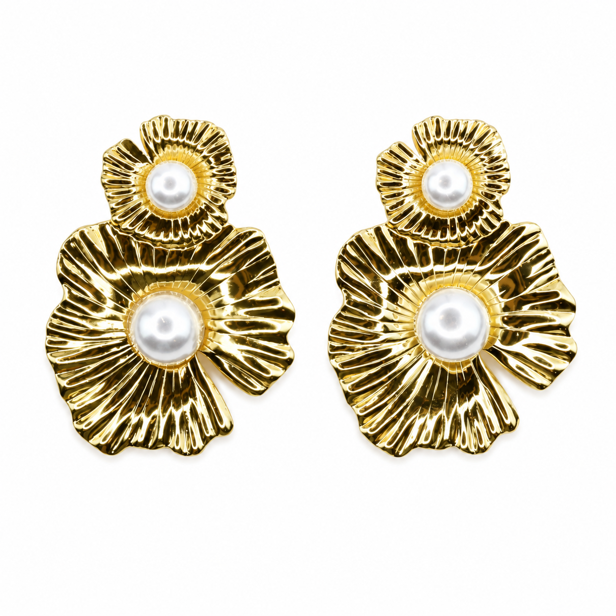 Golden Pearl Bloom Earrings