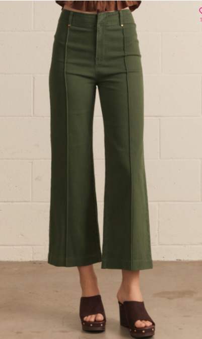Solid high rise wide leg pants
