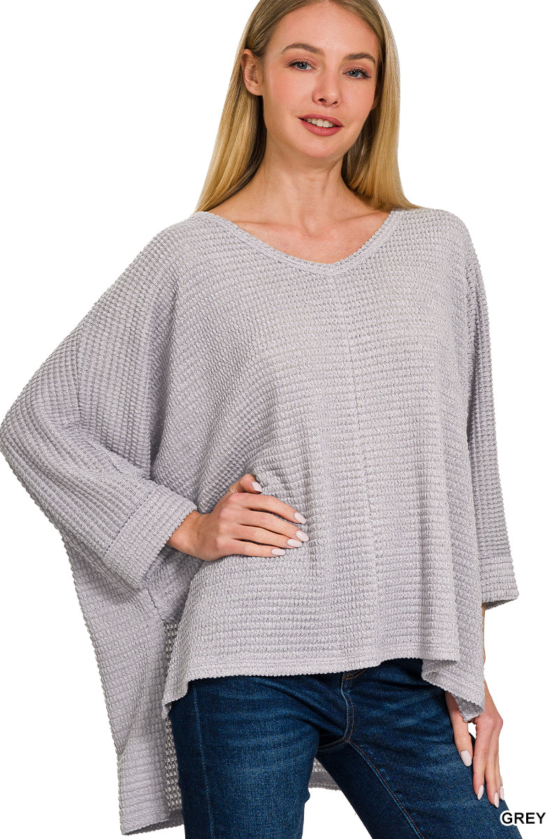 3/4 sleeve v-neck jacquard sweater
