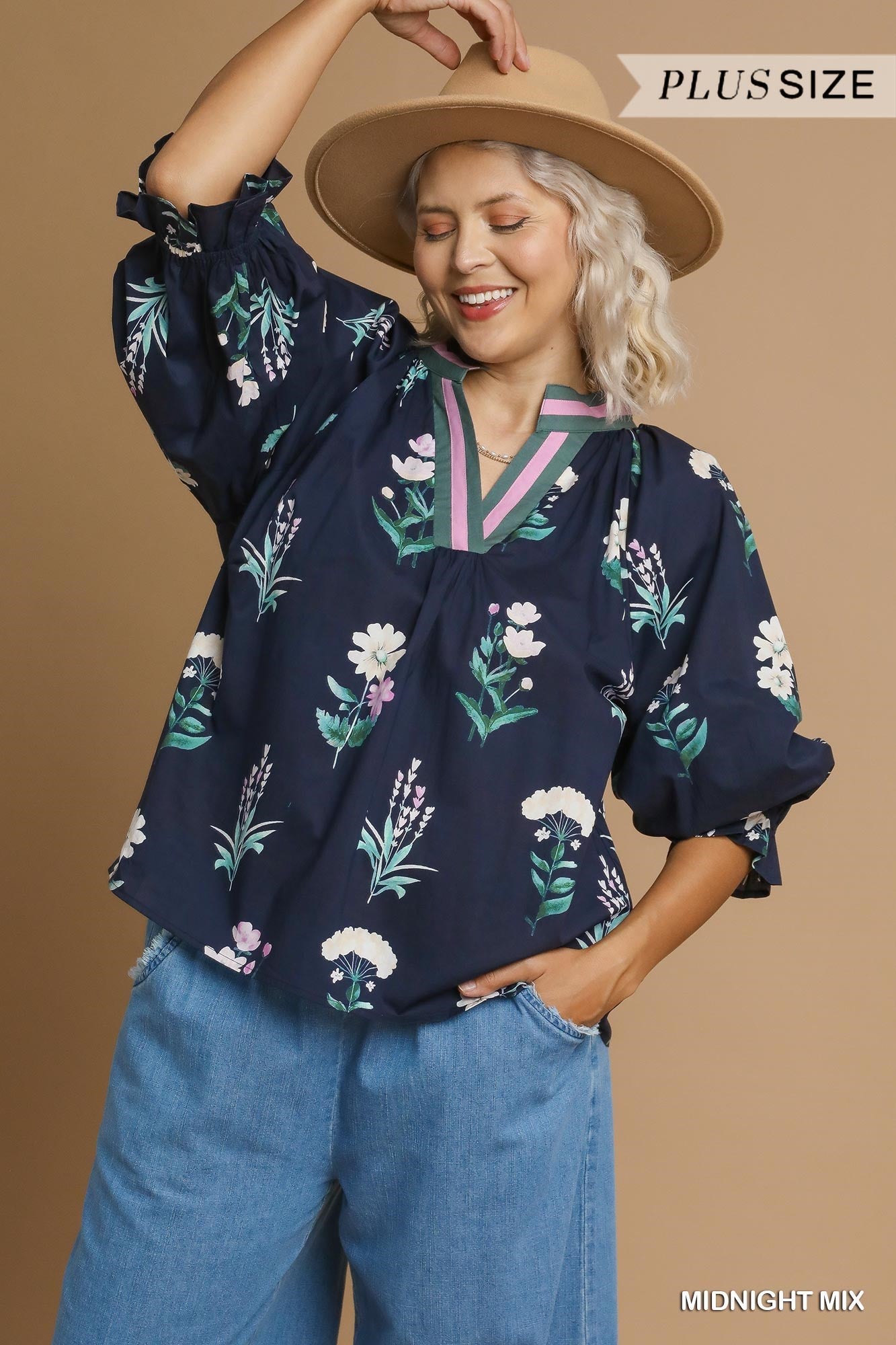 Nina Floral Contrast Trim Blouse