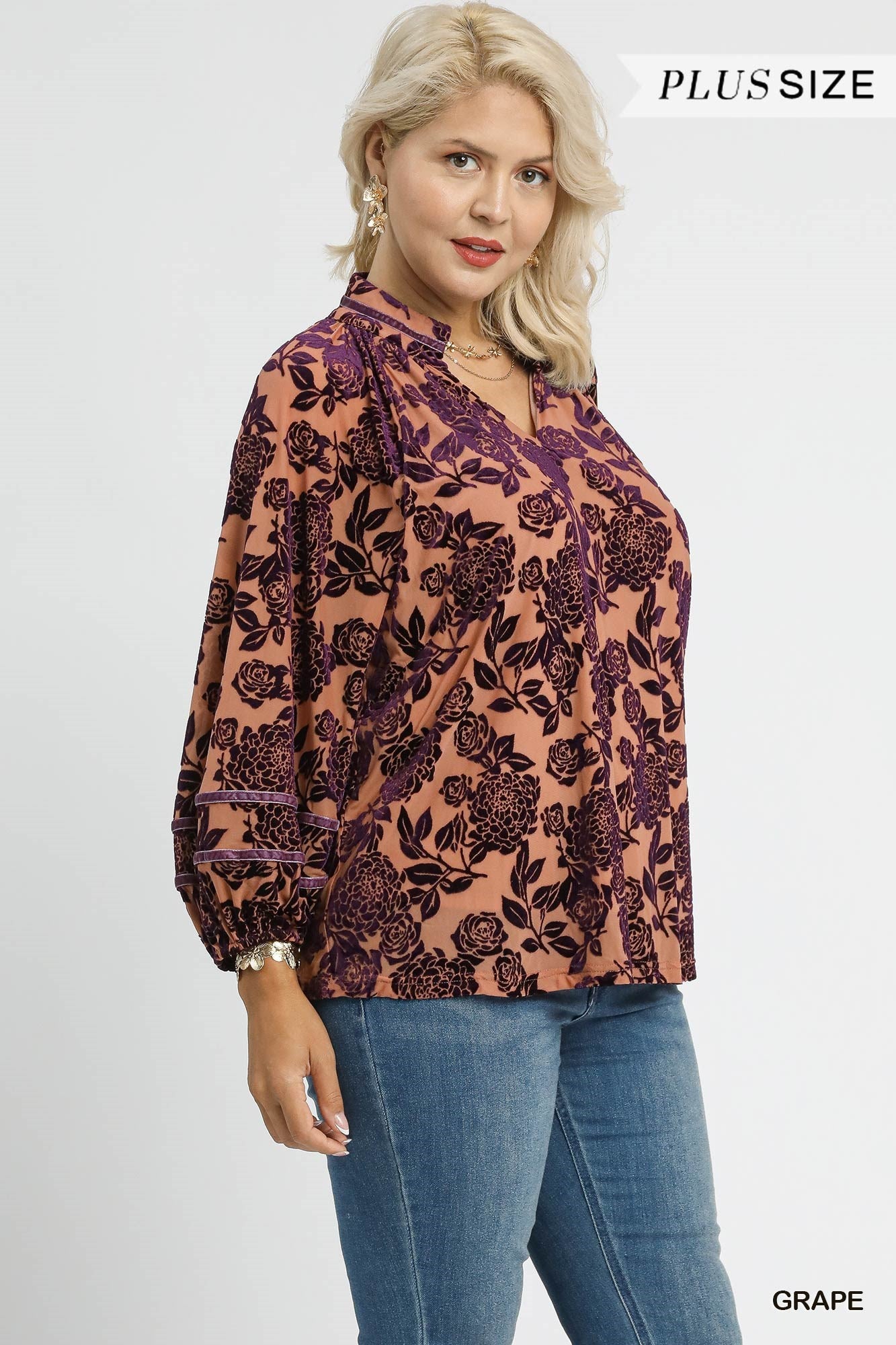Audrey Floral Velvet Burnout Blouse
