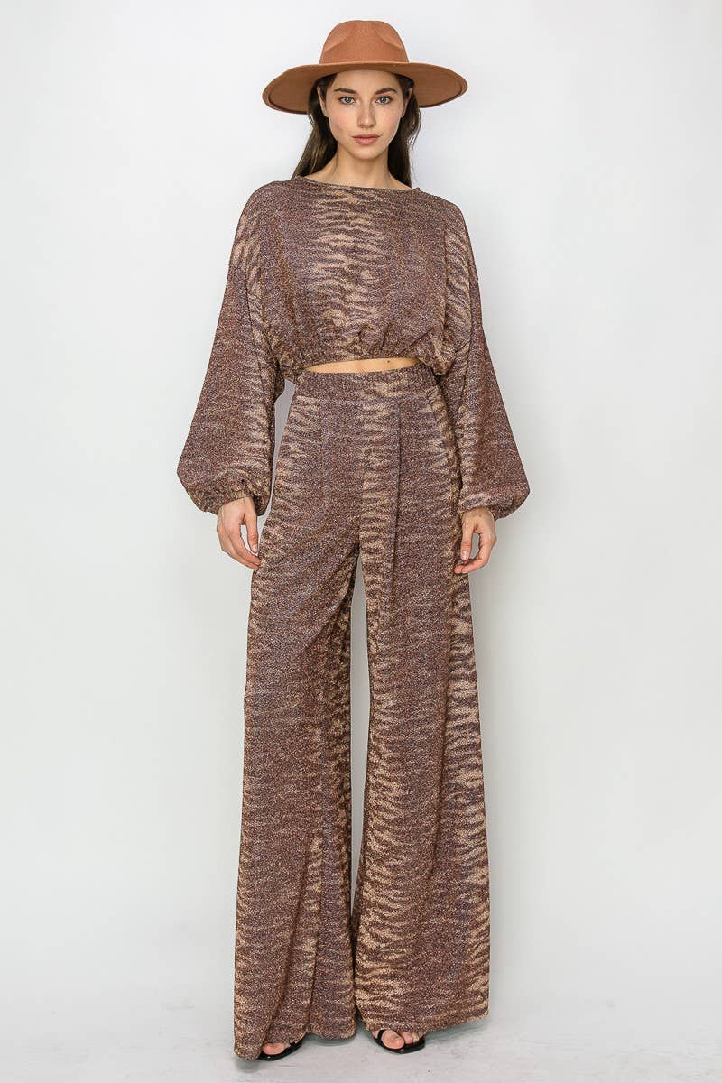 METALLIC PRINTED PALAZZO PANTS 2370