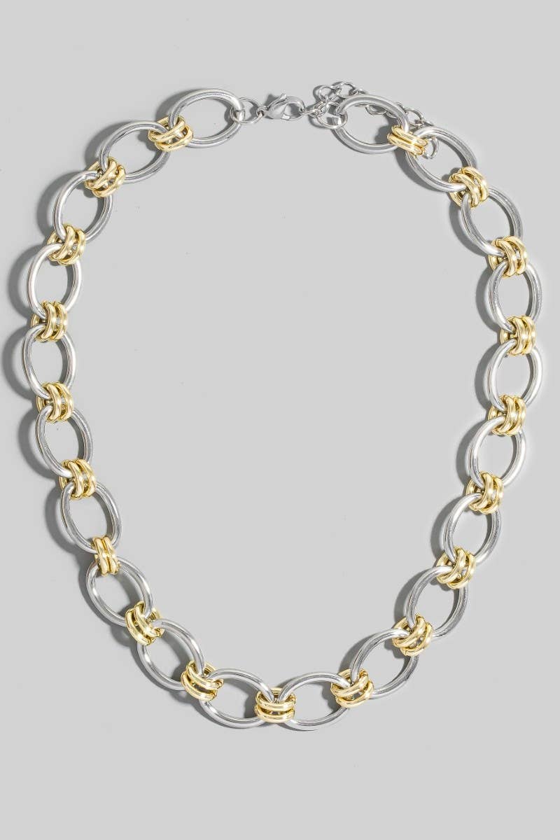 Stainless Steel Mixed Oval Chain Necklace