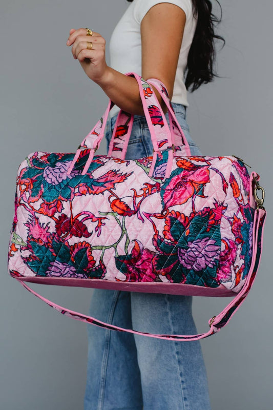 Lt. Pink & Multicolored Floral Duffel