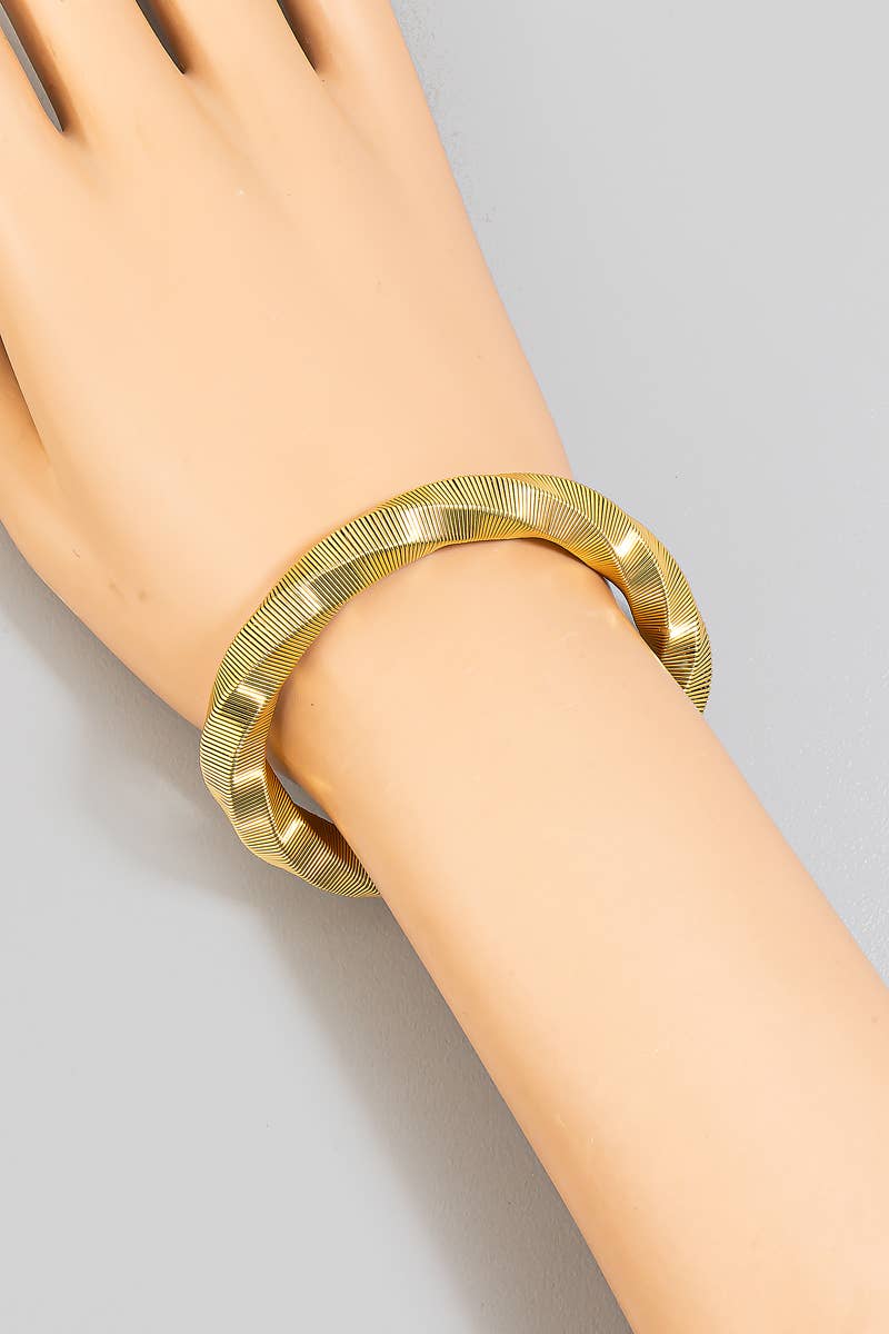 Stainless Steel Twisted Geometric Coiled Bangle Bracelet