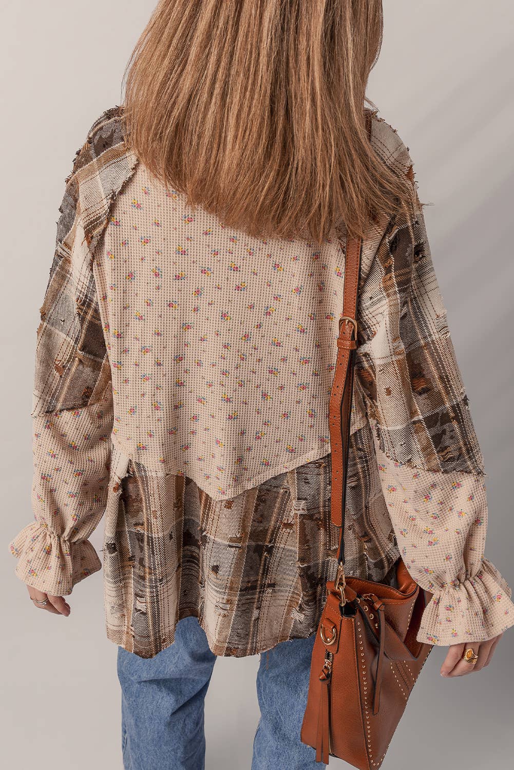 Patchwork Distressed Shacket