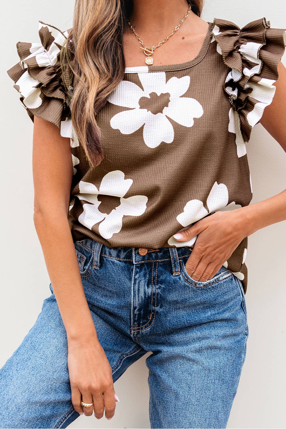 Floral Ruffled Short Sleeve Top