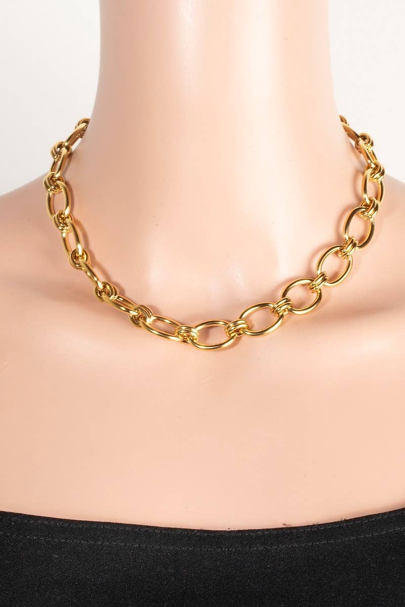 Stainless Steel Mixed Oval Chain Necklace
