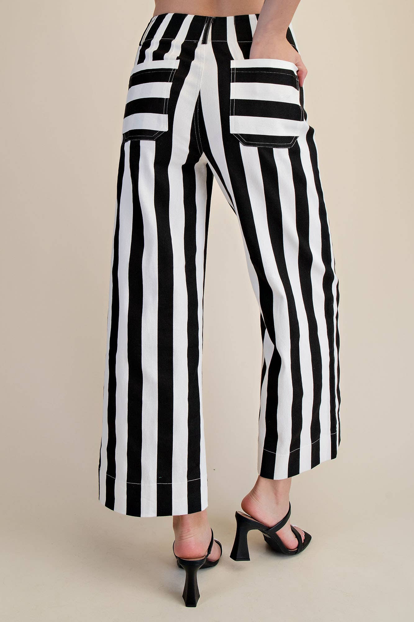 Colette Cropped Wide-Leg Stripe Pants