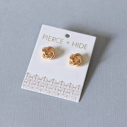 Pierce+Hide Gold Knot Stud Earrings
