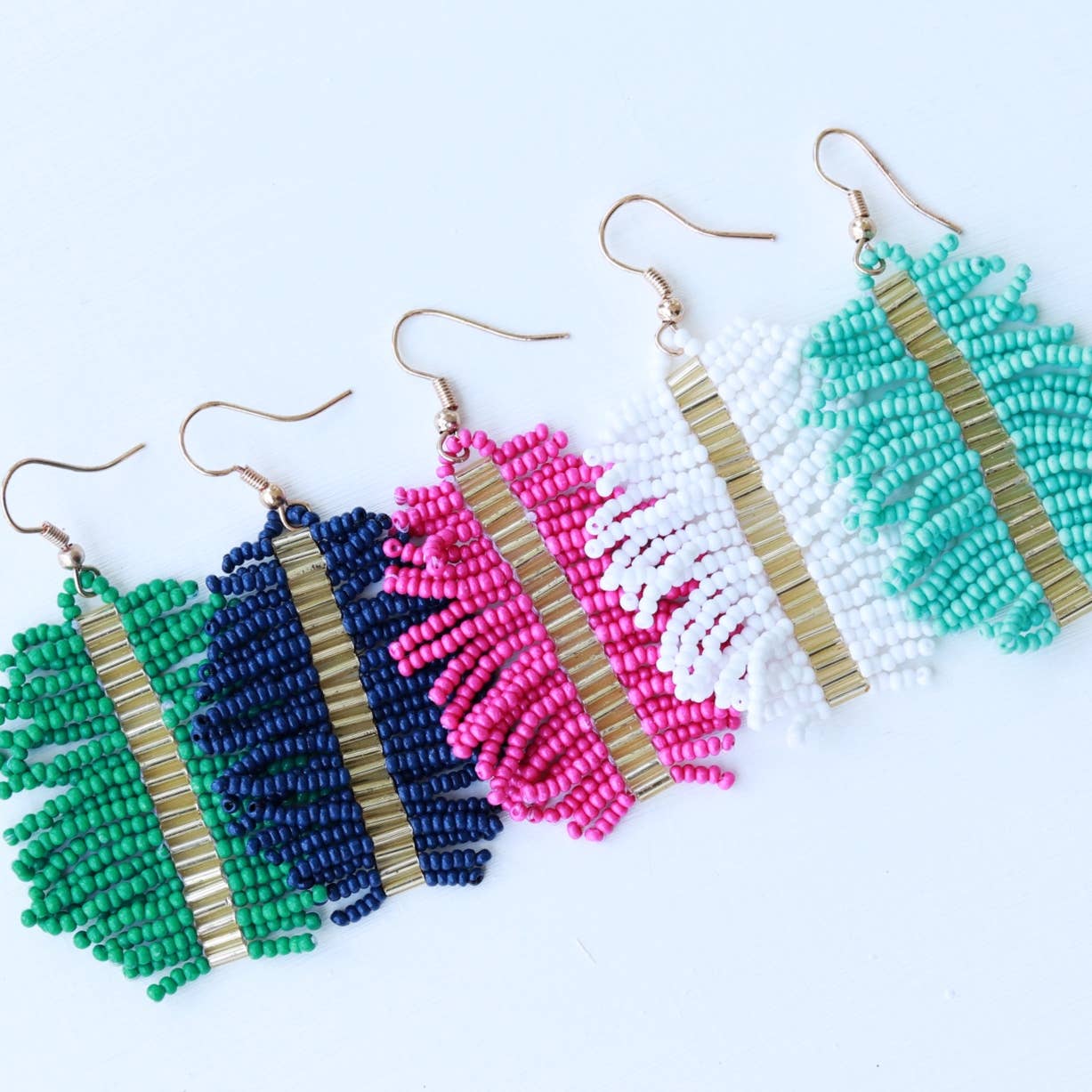 Pierce+Hide Custom White Beaded Palm Fringe Earring