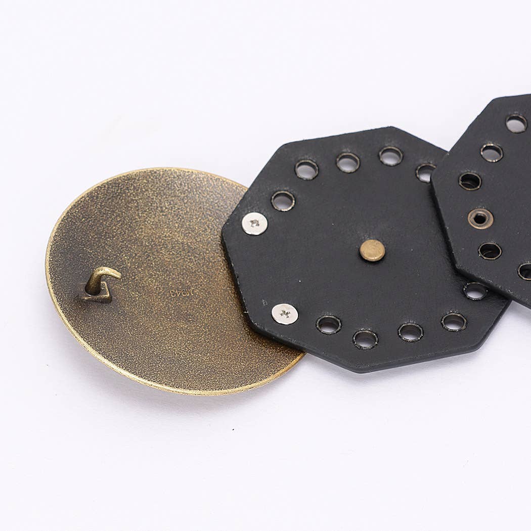 Multi Metal Round PU Vintage Belt  PB8817