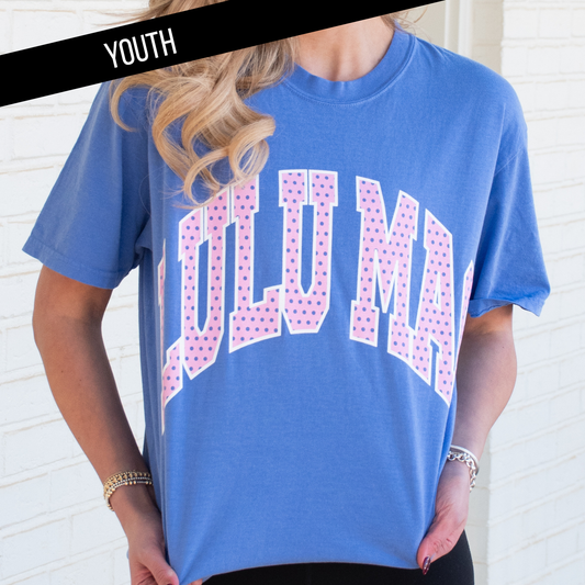 KD-PD-1001 Dot Flo Blue Youth Comfort Colors Tee