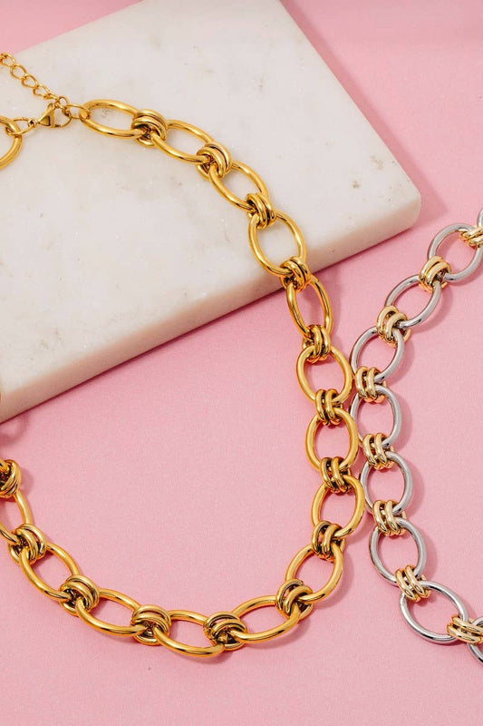 Stainless Steel Mixed Oval Chain Necklace
