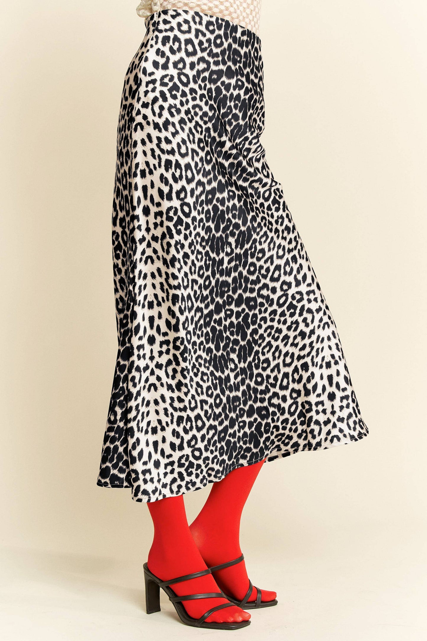 LEOPARD ANIMAL PRINT LONG LENGTH WAIST TIE  SKIRT
