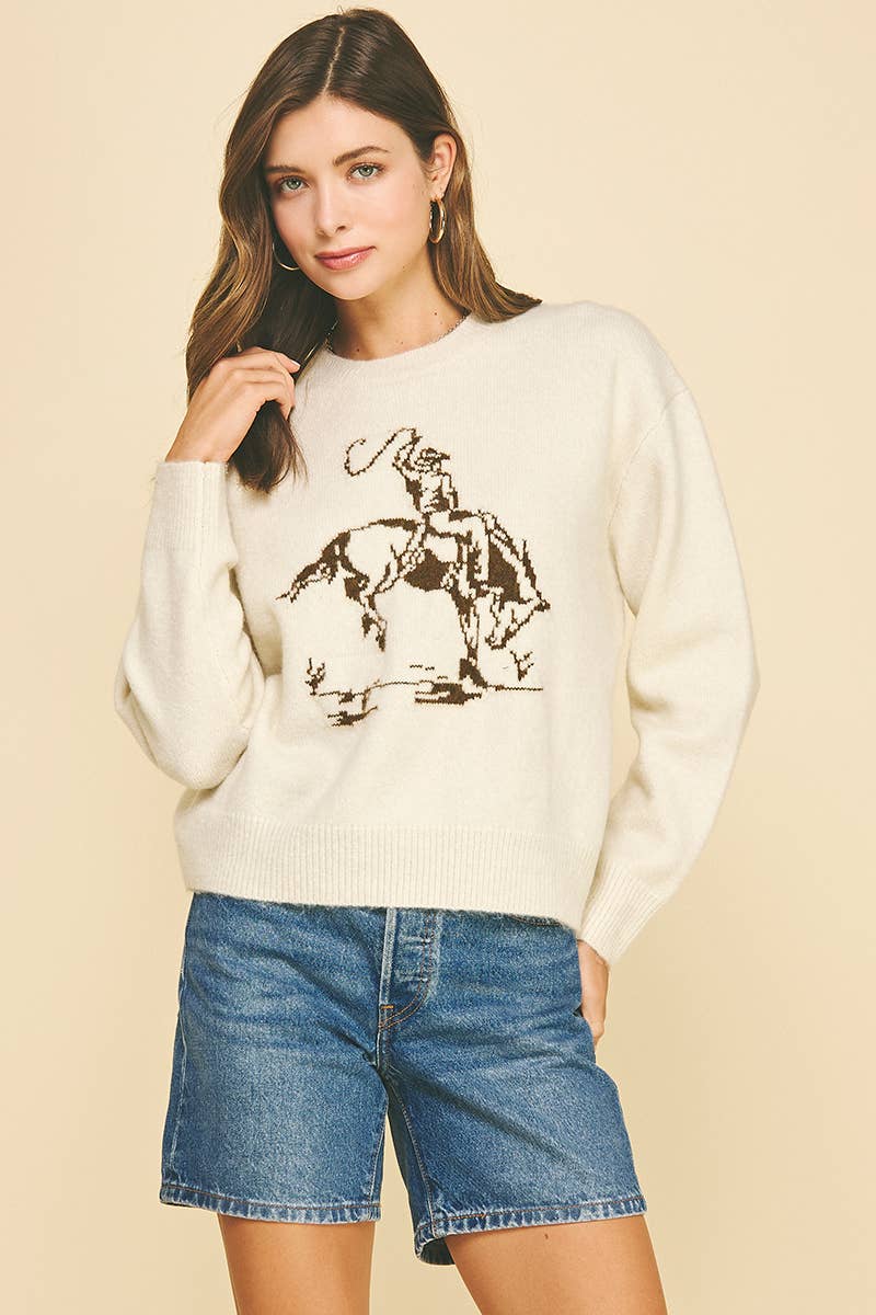 COWBOY GRAPHIC CREW SWEATER