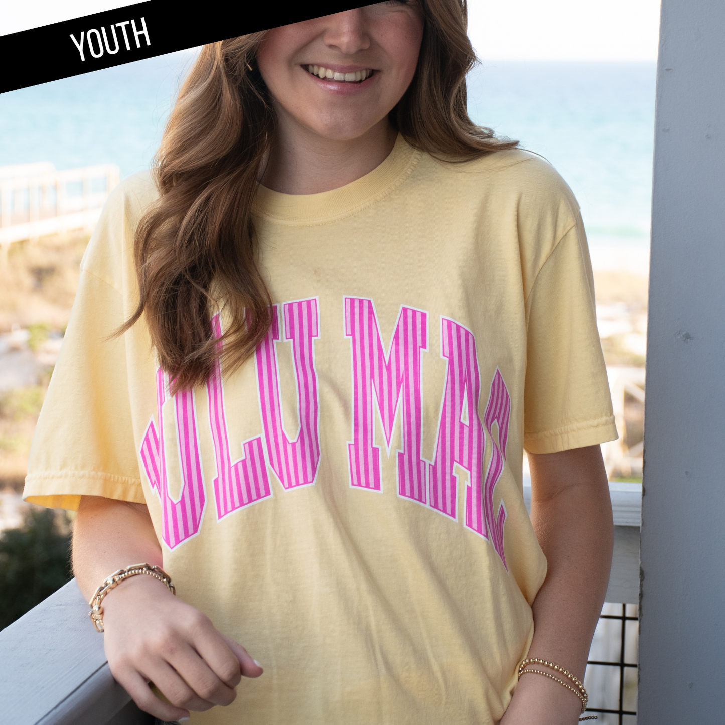 Stripe Butter Youth Comfort Colors Tee