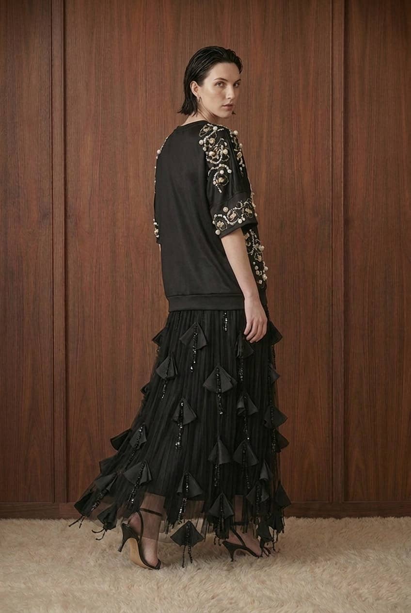 Embellished Leopard Motif Oversized T-Shirt