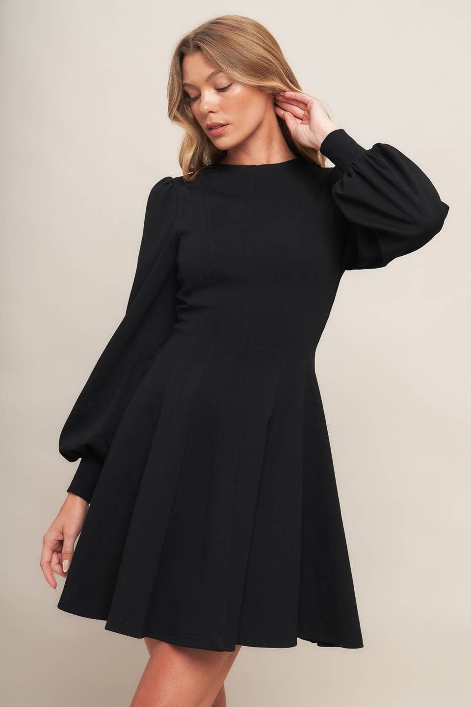A solid heavy knit mini dress - ID23024