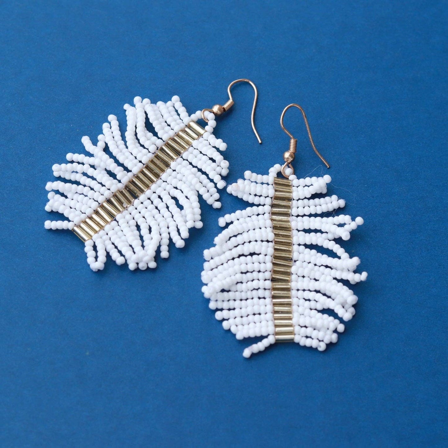 Pierce+Hide Custom White Beaded Palm Fringe Earring