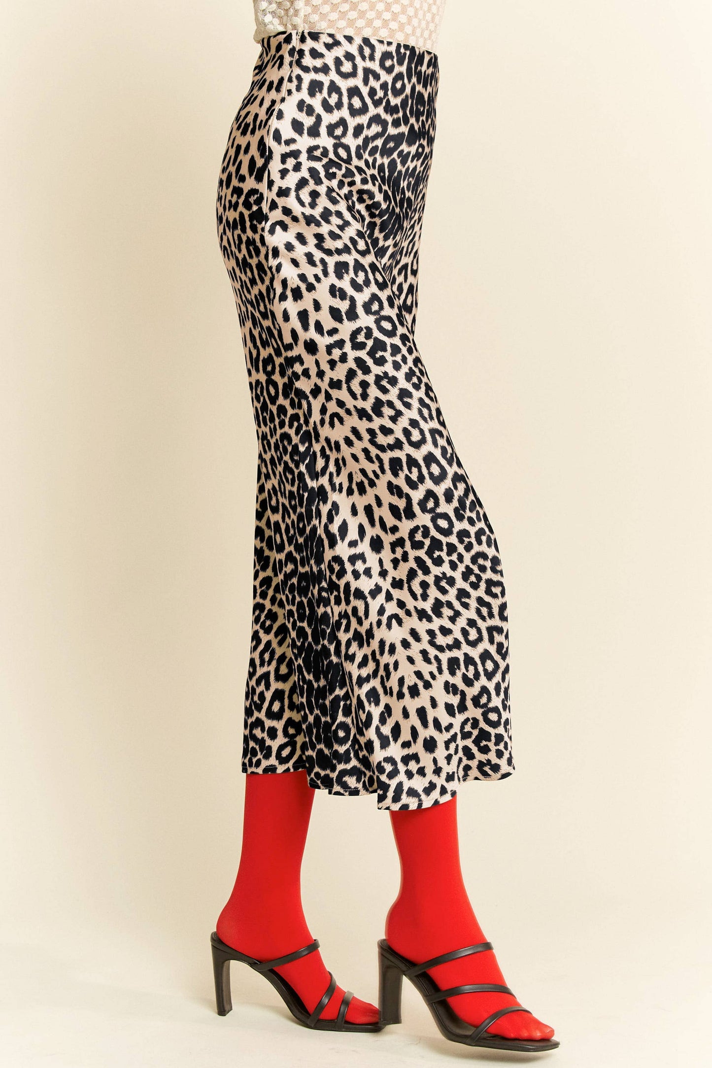 LEOPARD ANIMAL PRINT LONG LENGTH WAIST TIE  SKIRT