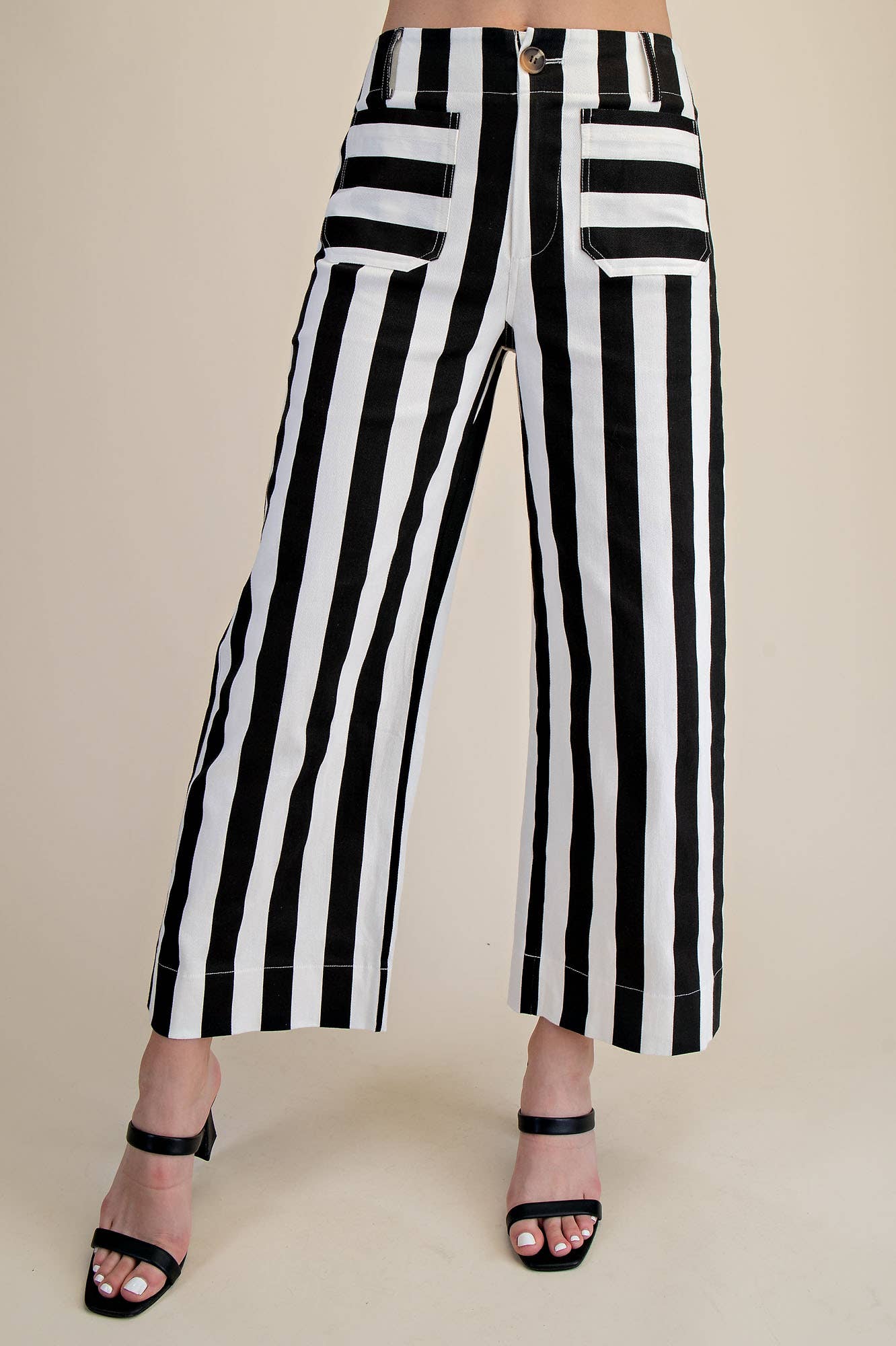 Colette Cropped Wide-Leg Stripe Pants