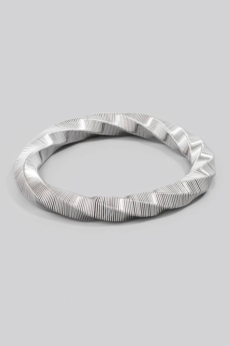 Stainless Steel Twisted Geometric Coiled Bangle Bracelet