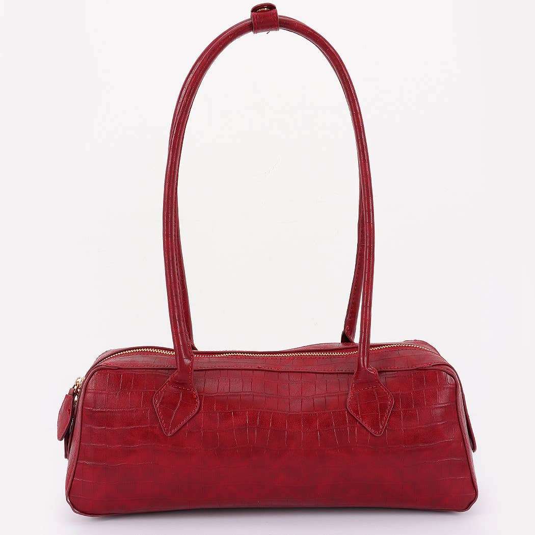 Croc Embossed Barrel Bag