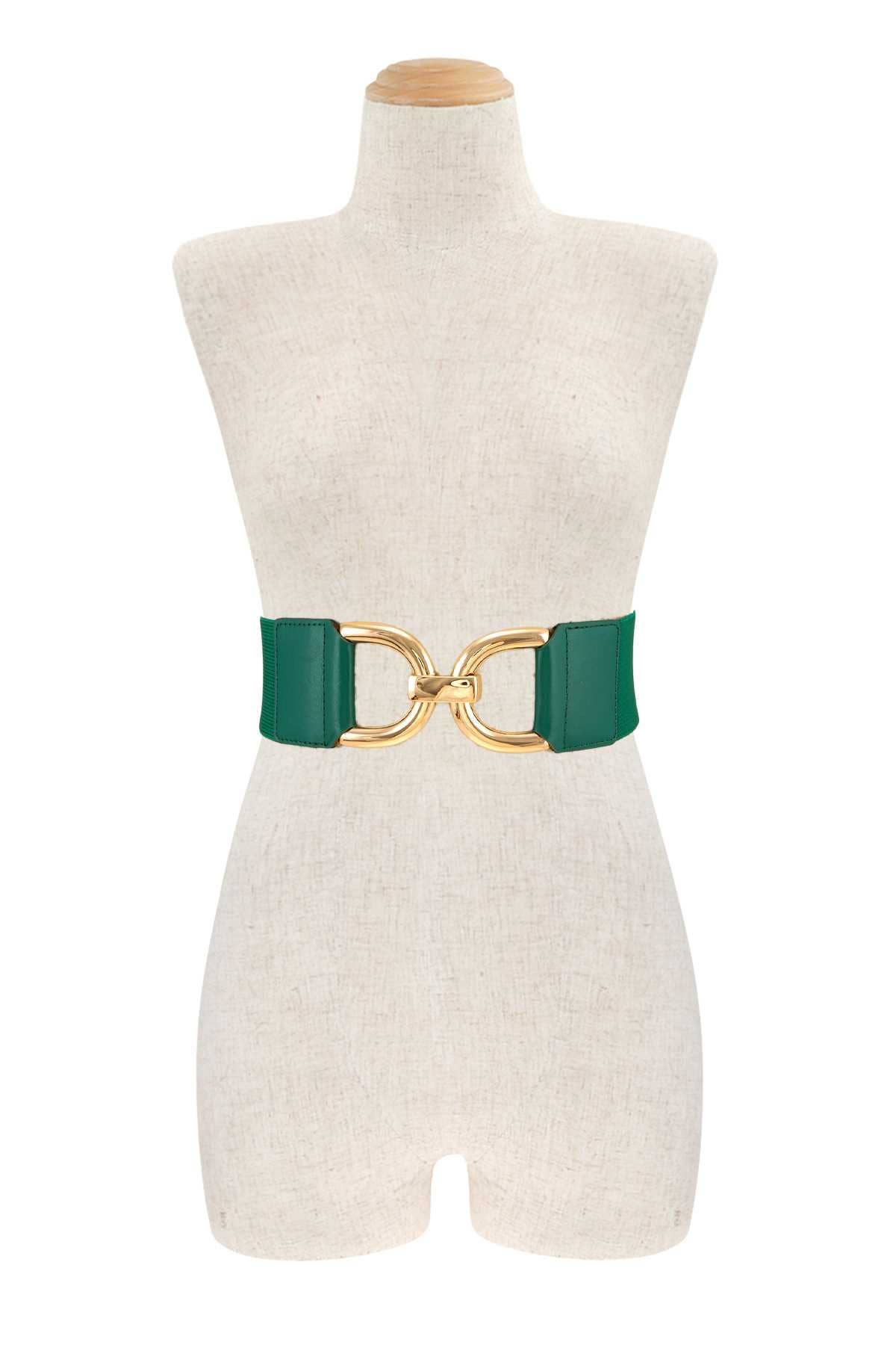 Double Half Circle Metal Buckle Elastic Belt 39