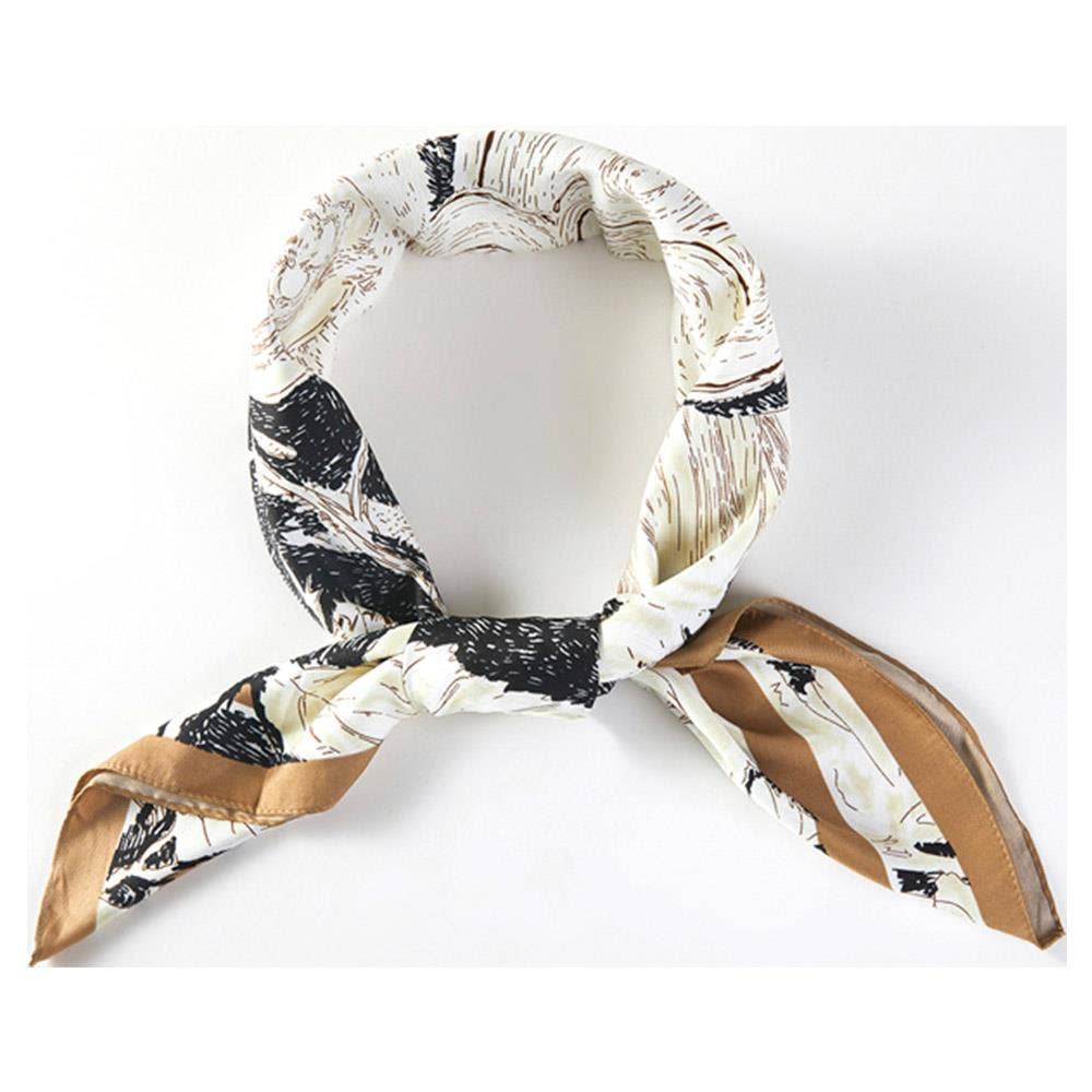 ABSTRACT FLORAL PRINT SILKY BANDANA SQUARE NECK SCARF